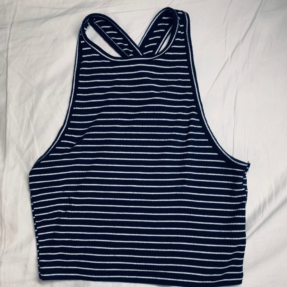 Hollister Blue/White Stripe Crop Tank top